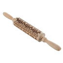 1x Christmas Wooden Rolling Pin Embossing Baking Cookies Cake Dough Xmas Biscuit