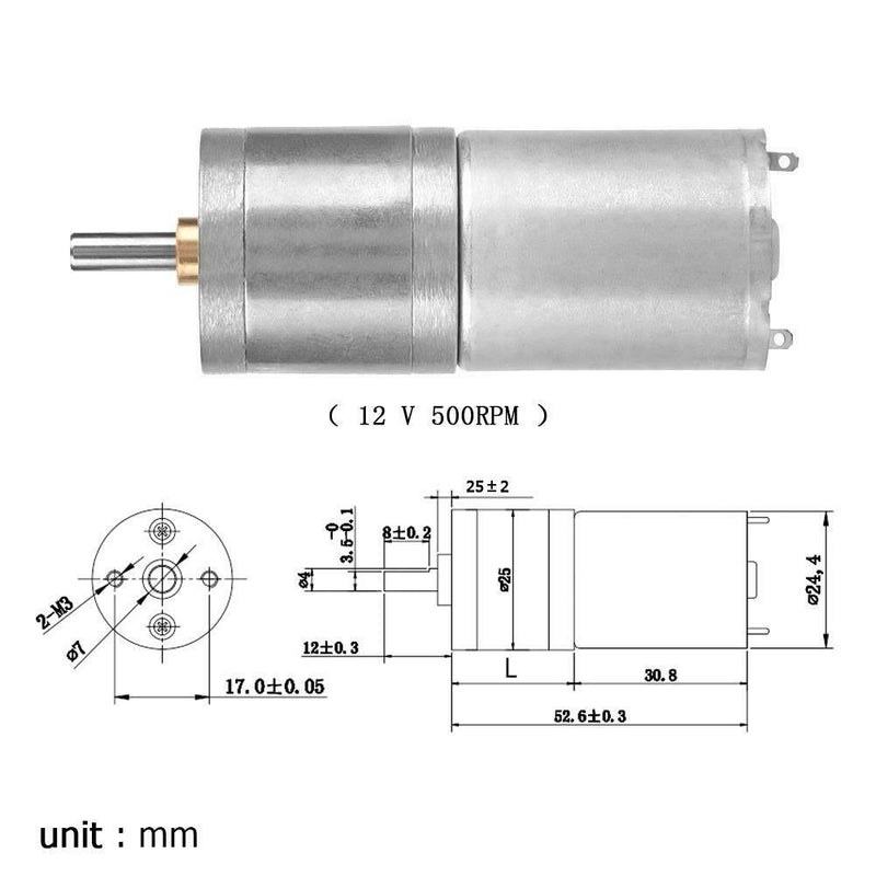 25GA370 Metal Low Speed High Torque Gear Motor DC Gear Reduction (500RPM)
