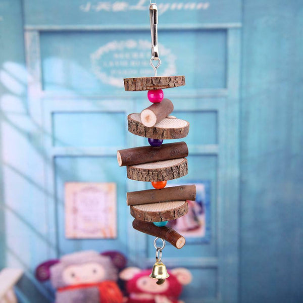 Wood String Bell Toys for Pet Bird Parrots Play Bite Hanging Cage Accessory A#S