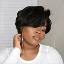 Short Black Wig Full Hair Wig With Hair Band Heat Resistant Synthetic Full