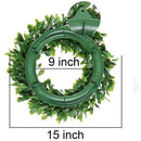 Green Boxwood Door Wreath for Holiday, Crafts,or Decor Measures 15" Plus