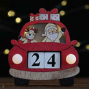 Christmas Calendar Pendant Wooden Santa Claus Home Office Desktop Ornament Decor