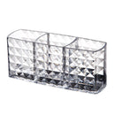 Transparent Acrylic Desktop Organizer Storage Box Makeup Brush Holder 3 Slot