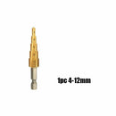 1X(Step Drill Bit Spiral Flute Hss Steel Cone Titanium Coated Mini Drill Bi