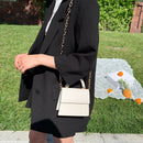 Women Mini Shoulder Bag Alligator PU Tote Chain Crossbody Pouch (White)