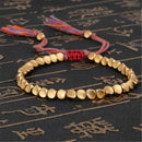 Handmade Tibetan Buddhist Braided Cotton Copper Beads Red Lucky Rope Bracelet