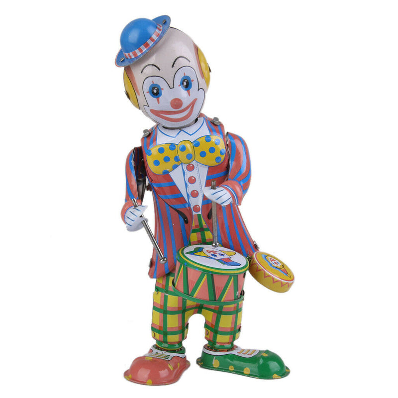 2x Classic Wind-up Drumming Clockwork Robot Tin Toys Collectable Children Favor