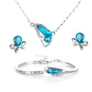 Fashion Butterfly Jewelry Sets Necklace + Earring+Bracelet Crystal Set
