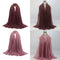 2pcs Womens Elegant Cozy Cotton Long Scarf Solid Pleated Hijab Headscarf