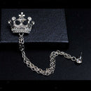 Men's Crystal Rhinestone Crown Chain Brooch Lapel Pin Brooches Accessories
