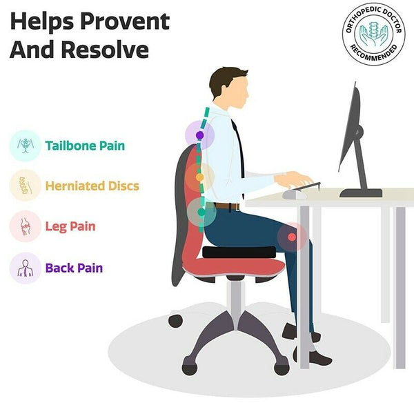 Orthopedic Pillow Seat Memory Foam Chair Office Cushion Coccyx E7R7