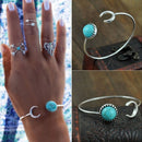 Fashion Moon Open Charm Bracelet Natural Turquoise Stone Bracelets Bangle  BX