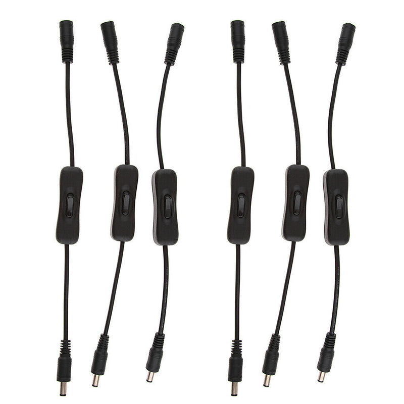 6 Packs of LED Strip Light Inline On/Off Switch Cable DC Jack 5.5mm x 2.1mm Male