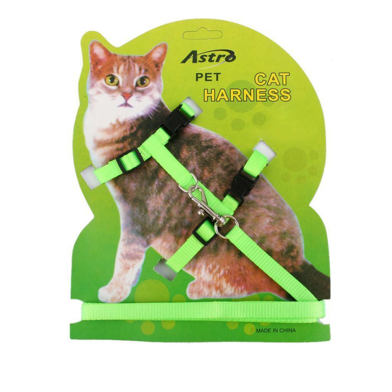 Pet Cat Kitten Adjustable Harness Collar Leash Walking Safety Strap Green