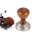 Stainless Steel Espresso Tamper Coffee Beans Press Tool Wood Handle 58mm