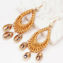Bohemia Straw Rattan Knit Shell Drop Dangle Earrings For Women Fashion Big