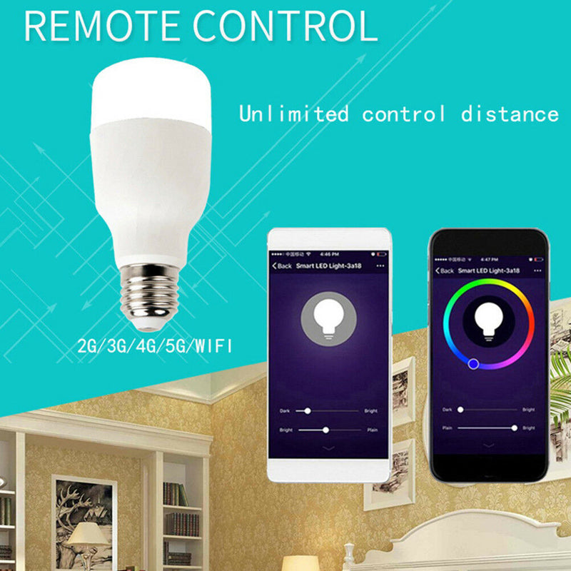 WiFi Smart Bulb Colorful LED 7W RGBW APP Alexa Google for Smart Home E27 E26 JR