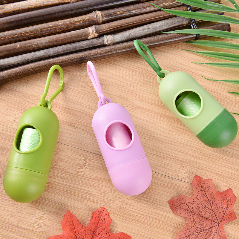 Dispenser For Pet Dog Cat Poop Scoop Waste Bags Roll Holder with Bags Clean ULJ