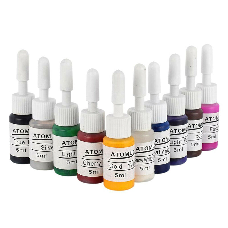 10 Colors 0.18oz/Bottle Professional Tattoo Ink Pigment Set Permanent Makeup .