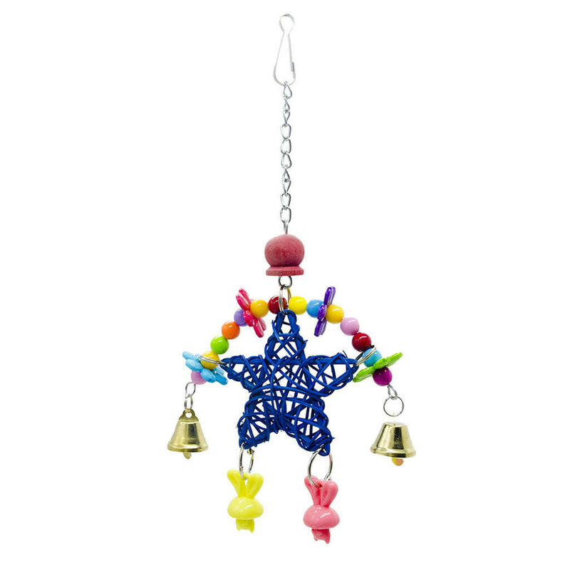 Parrot Rattan Star Shaped Chewing Toys Birds Swing Toys with Metal Bells Hanging