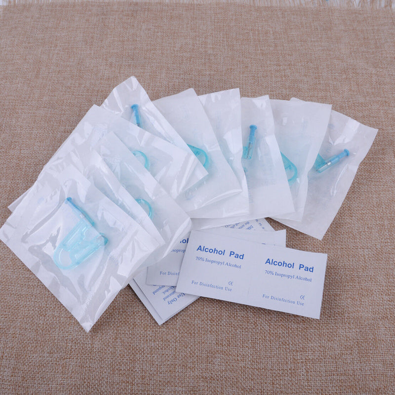 10 Set Safety Disposable Ear  Body Piercing Gun Unit Asepsis Ear Studs Tool Kit