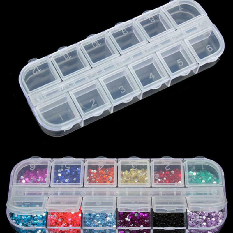 3x 12 Slots Plastic Storage Box Jewel Craft Nail Arts Beads Container Organizer