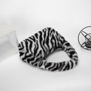 Women Winter Fur Handbag Plush Soft Shoulder Underarm Bag (White Zebra)