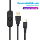 USB to Micro USB Charger Power Cable with On/Off Switch for Raspberry Pi