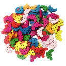 100Pcs Mixed Colors 2 Holes Foot Shaped Sewing Wooden Button Clothing Repair