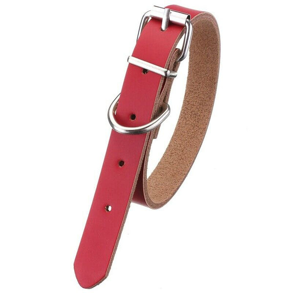 Leather collar For Dog Cat Pet Puppy Pink-L