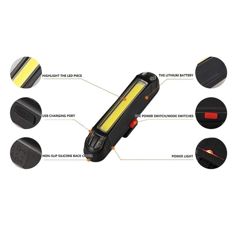 Rechargeable Bicycle Taillights Waterproof COB LED USB Mountain Bike Tail L