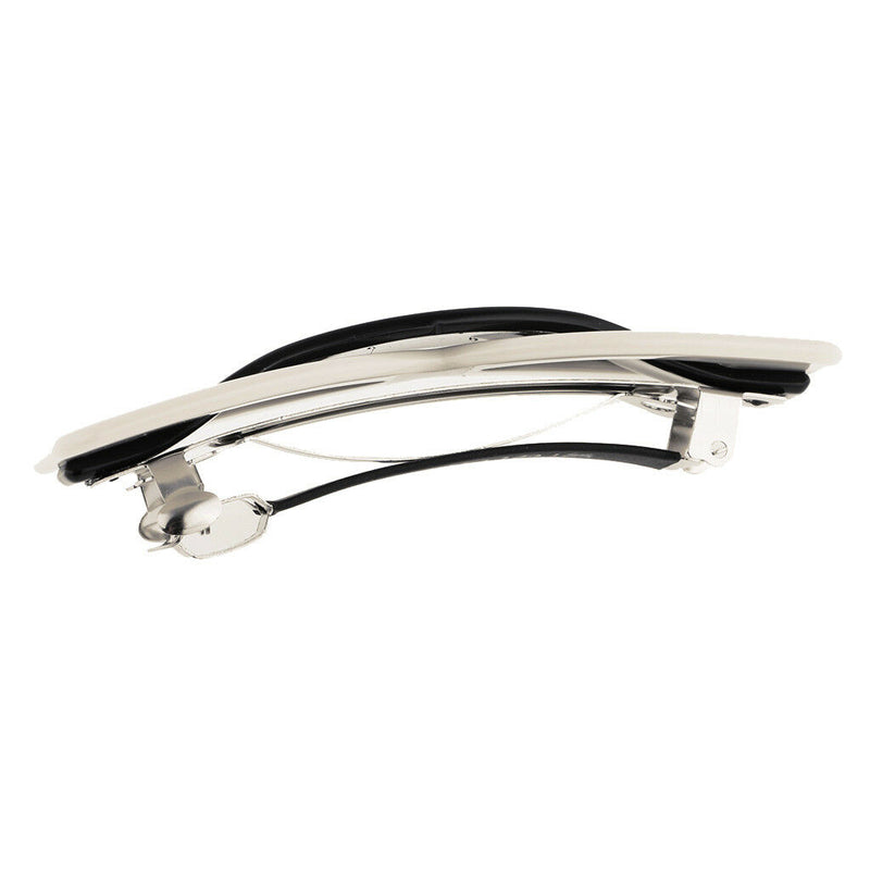 Black and White Spring Fastening Barrette Grips Ponytail Hair Clips Clamp