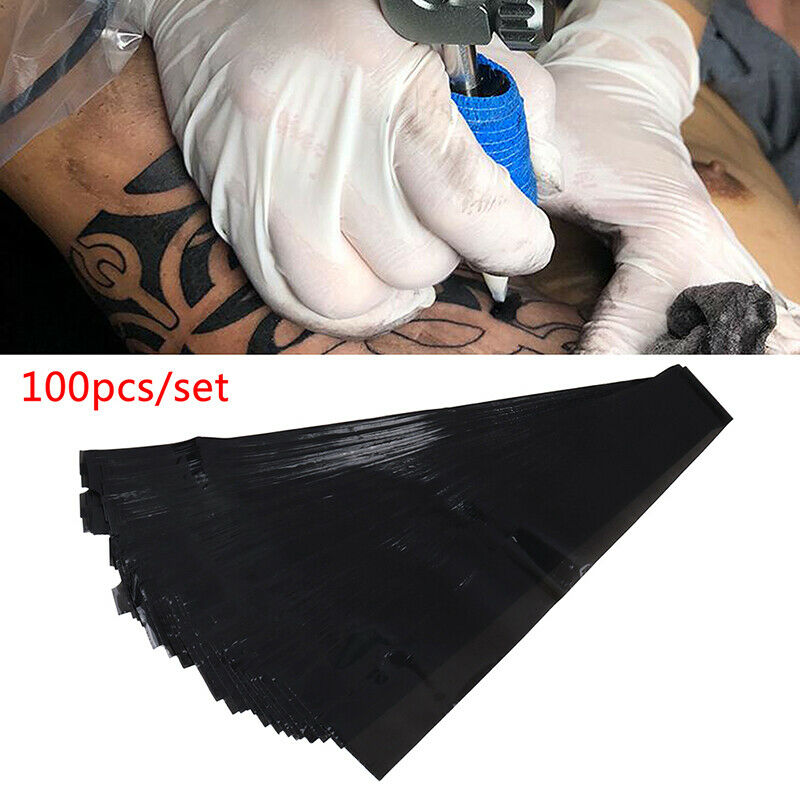 100Pcs Black Disposable Tattoo Machine Clip Cord Hook Sleeve Bags Hygiene Co BX