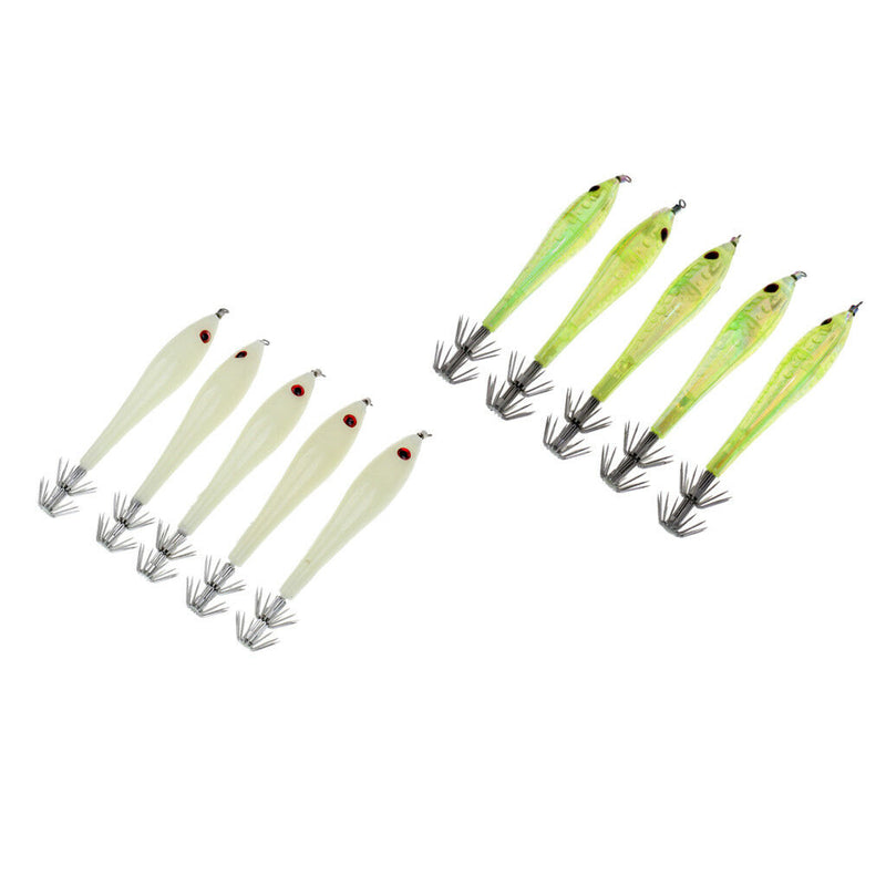 10x Noctilucent Squid Lure Hook Cuttlefish Saltwater Fishing Lure Hard Baits