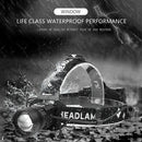 XHP99 LED Headlight 2800LM 5 Mode USB Rechargeable IPX4 Zoom Headlamp Torch