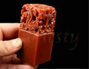 Chinese Traditional Five Dragons Scarlet Carving Sculpture Name Stone Jade Seal
