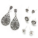 4Pairs/Set Bohemian Rhinestone Crystal Stud Earrings Women Charm Party Jewelry Z