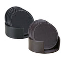 Set of 6 Coasters for Drinks PU Leather Holder Coffee Tea Cups Mugs Black