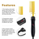 Heating High Heat  Hot Comb Portable Flat Brush for Afro Hair AU Golden