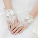 White Wedding Short Gloves Fingerless Bridal Gloves for Women Ivory Lace Gl