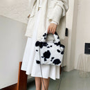 Plush Messenger Bag Women Winter Fashion Shoulder Fluffy Handbag (Black)