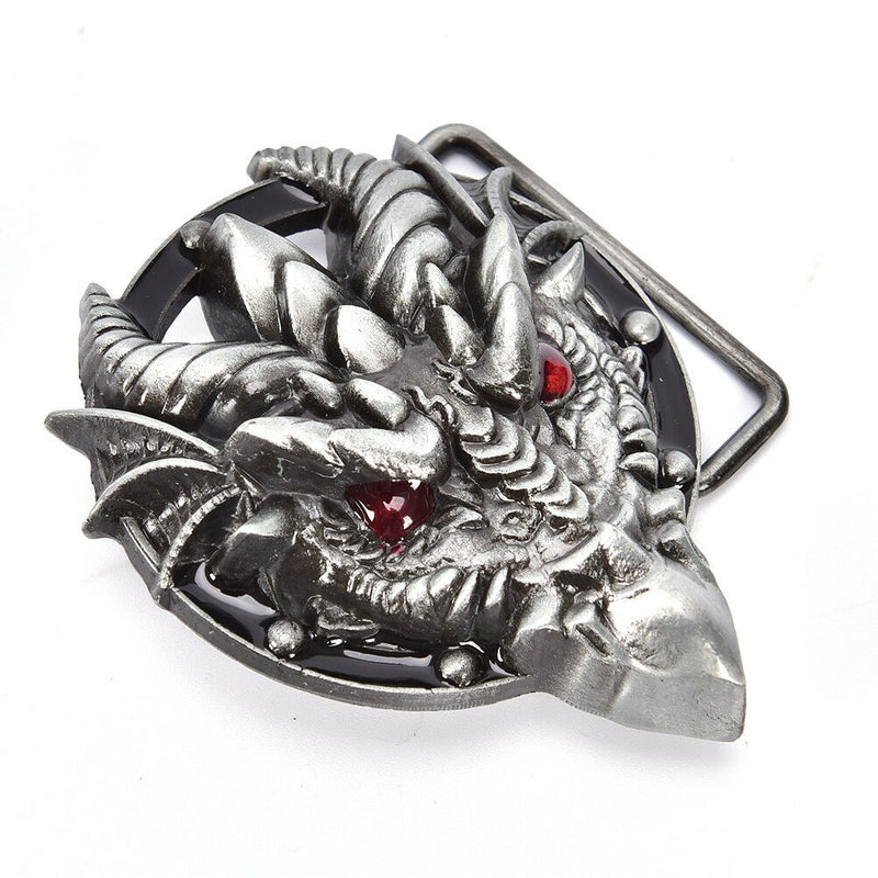 Men's belt buckle 7.3cm dragon head black pattern bronze metal pin bucklesSE3c