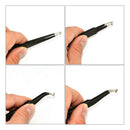 10pcs Anti-static Stainless Steel Straight Elbow ESD Electronic Tweezers A