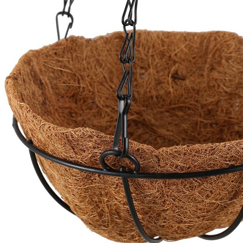 Black Growers Hanging Basket Planter with Chain Flower Plant Pot Home Garde
