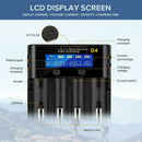 Intelligent LCD Charger 4-Slot For 18650 21700 26650 Lithium AA AAA Nimh Battery