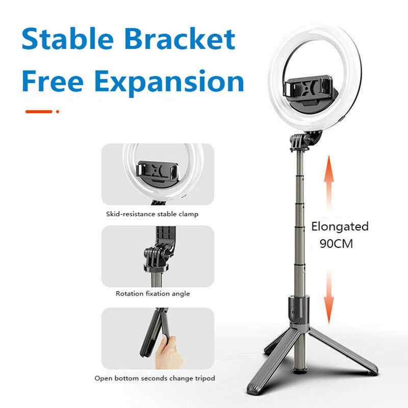 Extendable Selfie Stick Tripod 5'' in LED  Light Bluetooth Remote Self-Timer