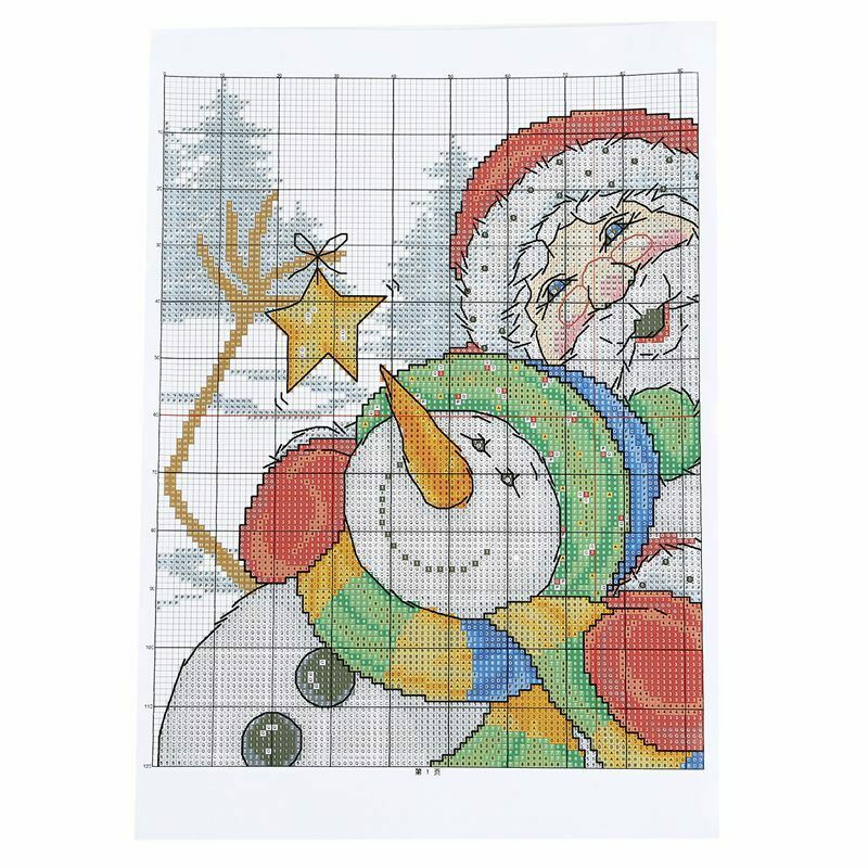 1 set Cross Stitch Santa Claus and snowman 11 CT Stamped DIY Needlework Wed W1O9