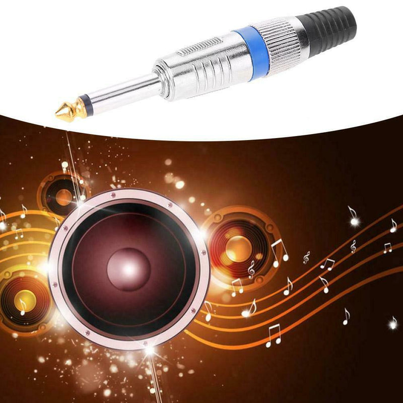 Mono 6.35mm 1/4 Inch Nickel Plated Male Tip Audio Sound Mic Jack Plug Conne A