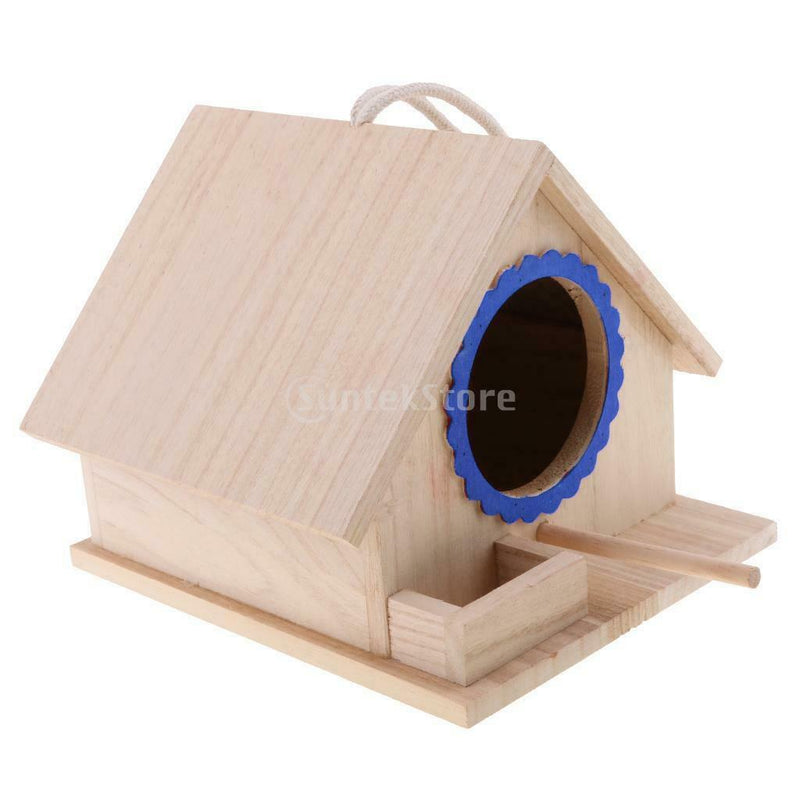 Hanging Bird House Outdoor Garden Decorative Wooden Pet Birdhouse for Bluebirds,