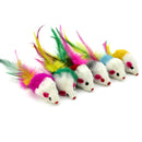 2PCS Cute Pet Cat Toys Faux Furry Mouse With Feather Tail Kitten Catching Toys